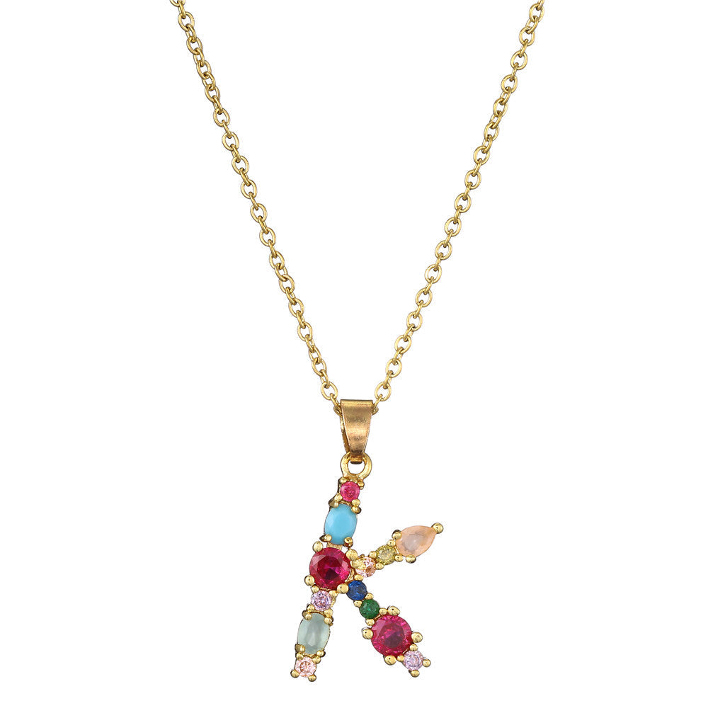 Gold Crystal Initial Pendant Necklace