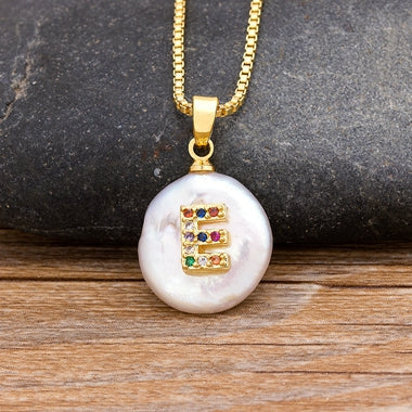 Initial Pearl Pendant Necklace