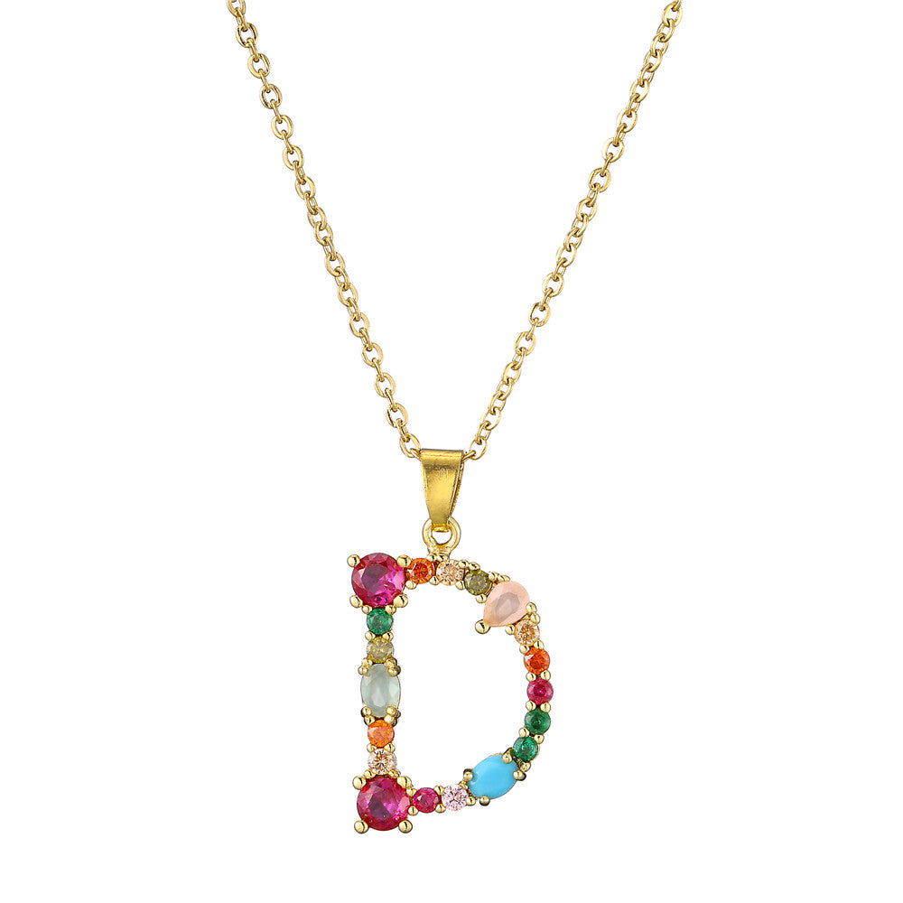 Gold Crystal Initial Pendant Necklace