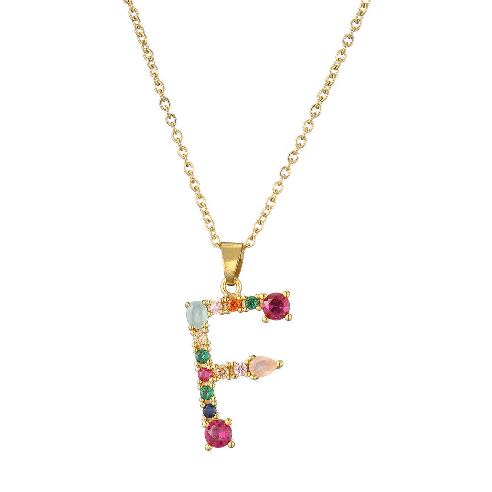 Gold Crystal Initial Pendant Necklace