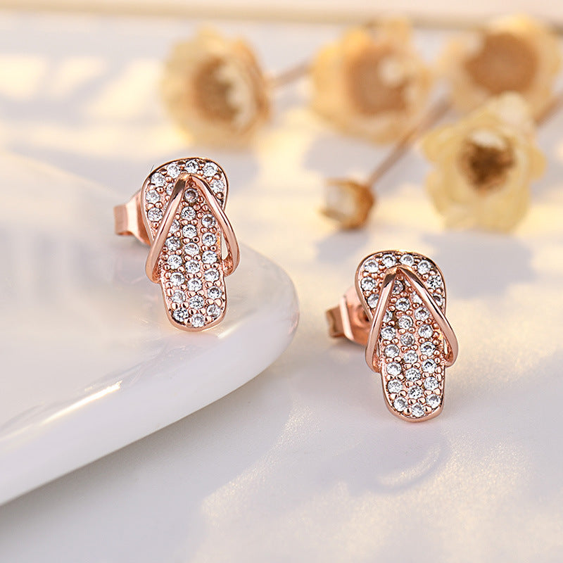 Crystal Flip Flop Stud Earrings