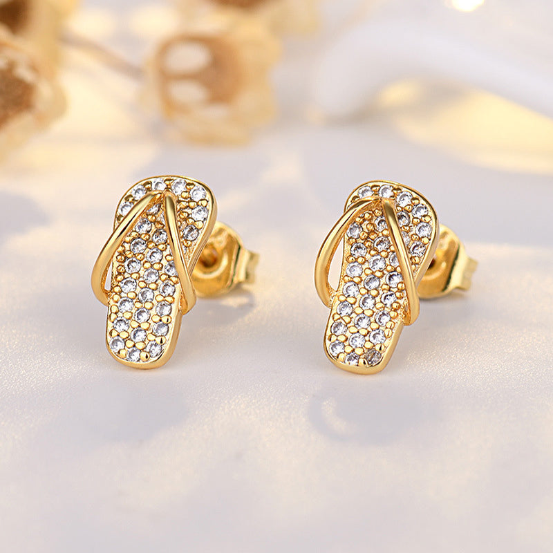 Crystal Flip Flop Stud Earrings