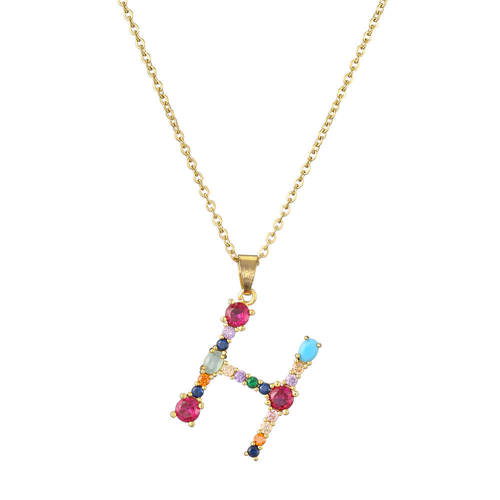 Gold Crystal Initial Pendant Necklace