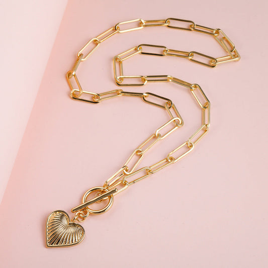 Chunky Heart Pendant Chain Necklace