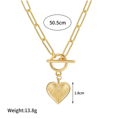 Chunky Heart Pendant Chain Necklace