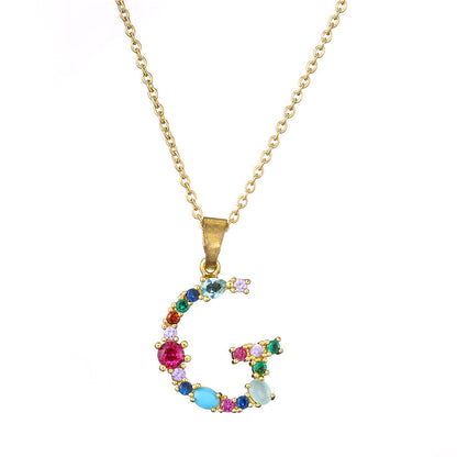 Gold Crystal Initial Pendant Necklace