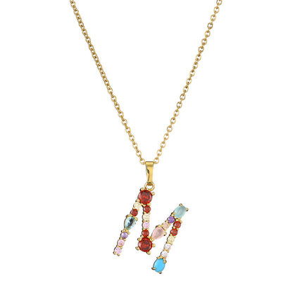 Gold Crystal Initial Pendant Necklace