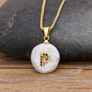 Initial Pearl Pendant Necklace