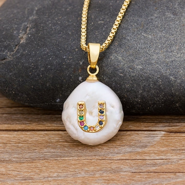 Initial Pearl Pendant Necklace