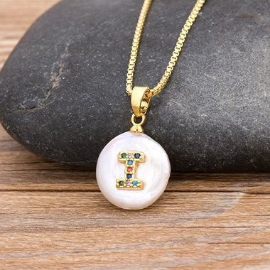 Initial Pearl Pendant Necklace