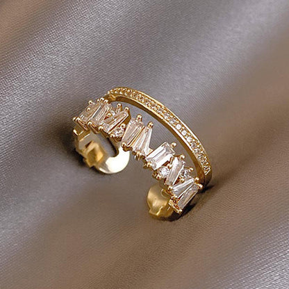 Adjustable Baguette CZ Statement Ring