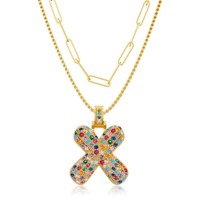 2pc Initial Bubble Necklace Set