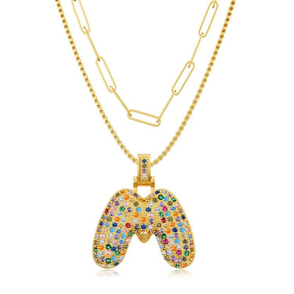 2pc Initial Bubble Necklace Set