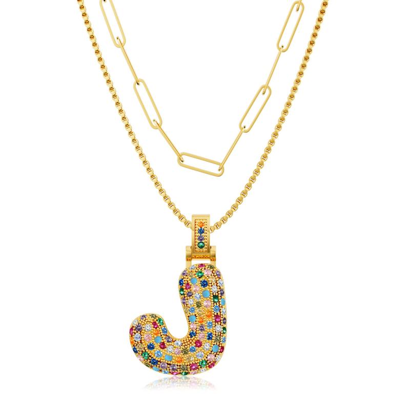 2pc Initial Bubble Necklace Set