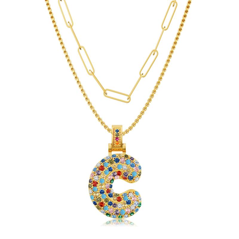 2pc Initial Bubble Necklace Set