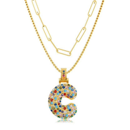 2pc Initial Bubble Necklace Set