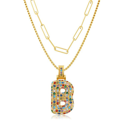 2pc Initial Bubble Necklace Set