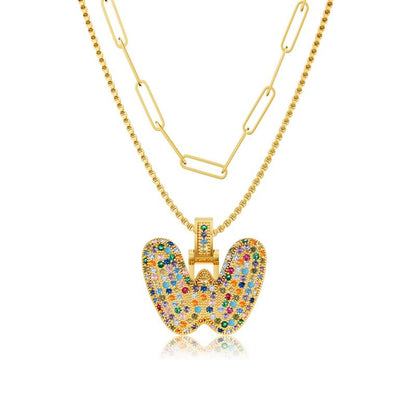 2pc Initial Bubble Necklace Set