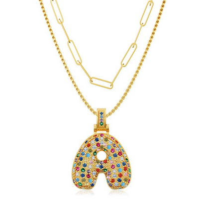 2pc Initial Bubble Necklace Set