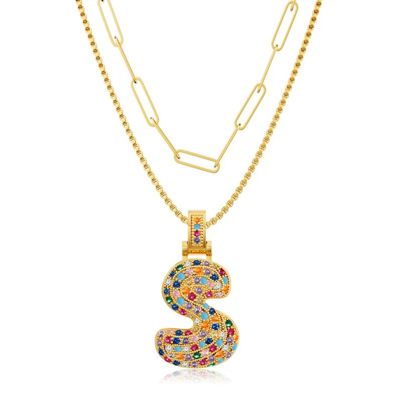 2pc Initial Bubble Necklace Set