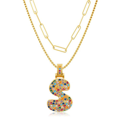 2pc Initial Bubble Necklace Set
