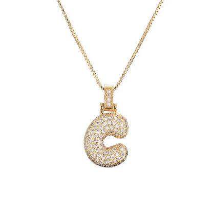 Diamond Bubble Initial Necklace