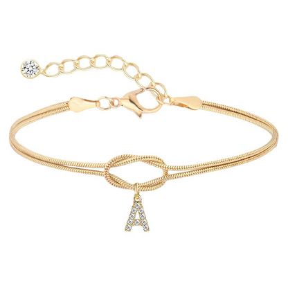 Diamond Letter Love Knot Bracelet