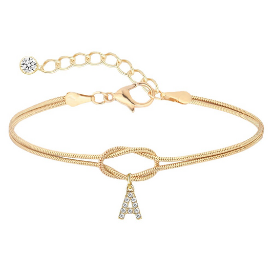 Diamond Letter Love Knot Bracelet