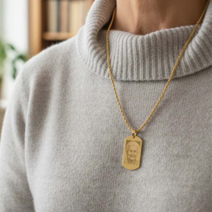 Memory Photo Engraved Necklace