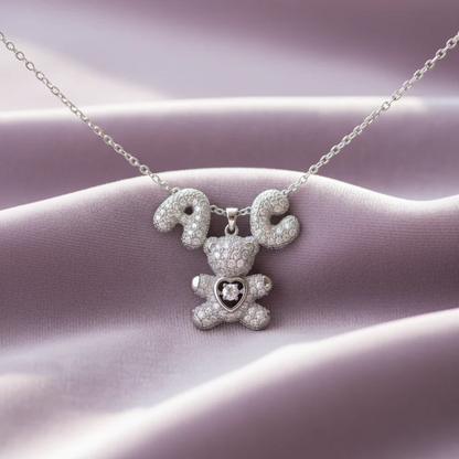 Teddy Mom Necklace with Personalized Letters