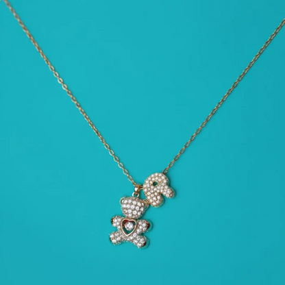 Teddy Mom Necklace with Personalized Letters