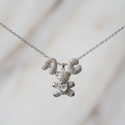 Teddy Mom Necklace with Personalized Letters