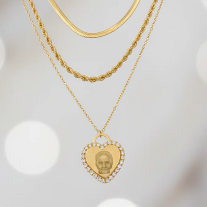 Memory Photo Engraved Heart Necklace