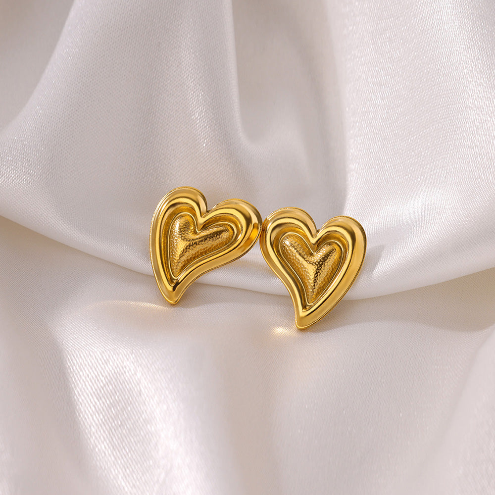 Textured Heart Hoop Earrings