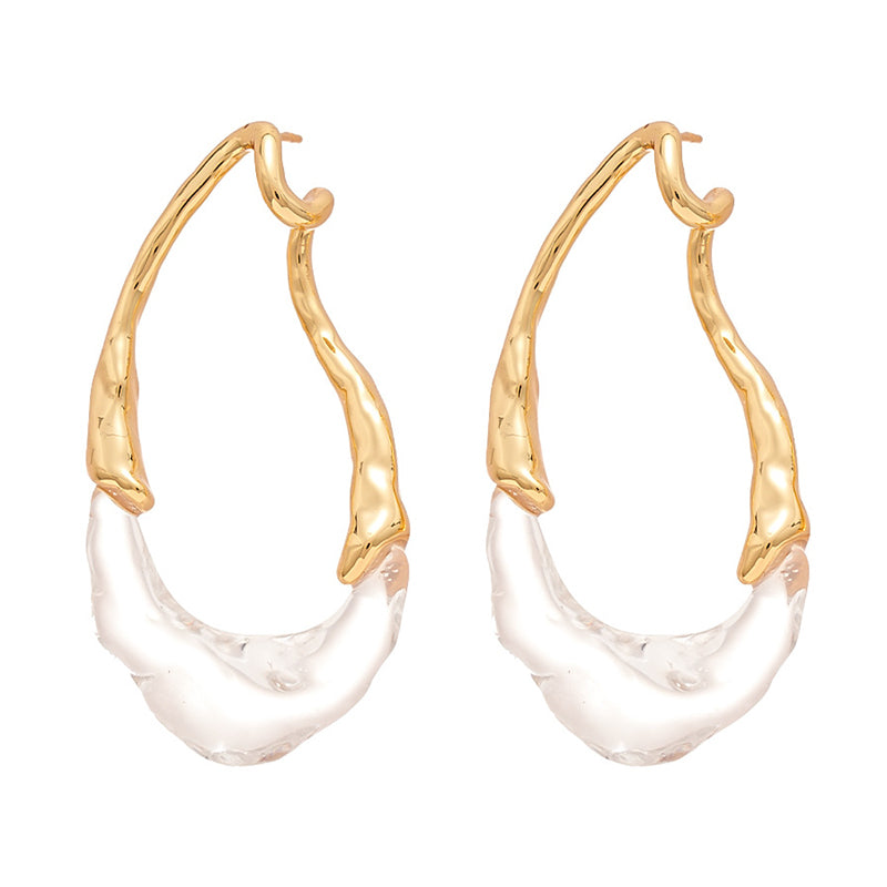 Clear Resin Teardrop Hoop Earrings