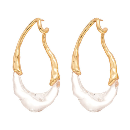 Clear Resin Teardrop Hoop Earrings