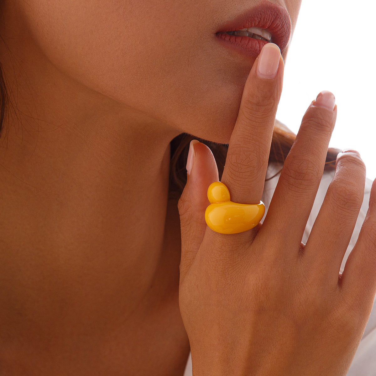 Multicolor Resin Water Drop Chunky Ring