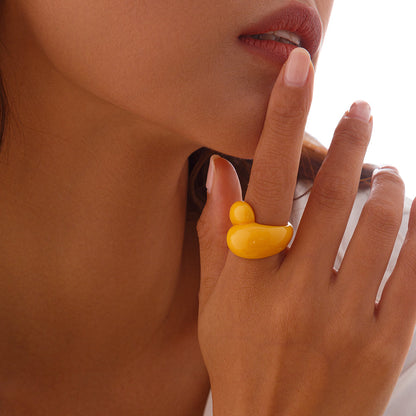 Multicolor Resin Water Drop Chunky Ring