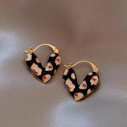 Red Drip Heart Hoop Earrings