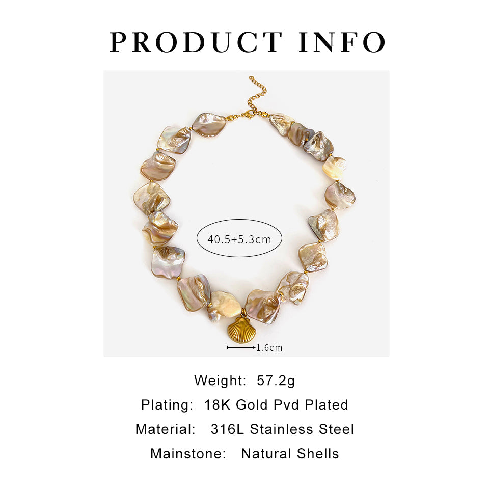 Chunky Shell Pearl Choker with Gold Seashell Charm