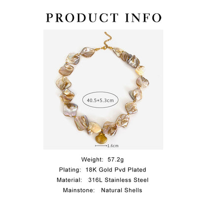 Chunky Shell Pearl Choker with Gold Seashell Charm