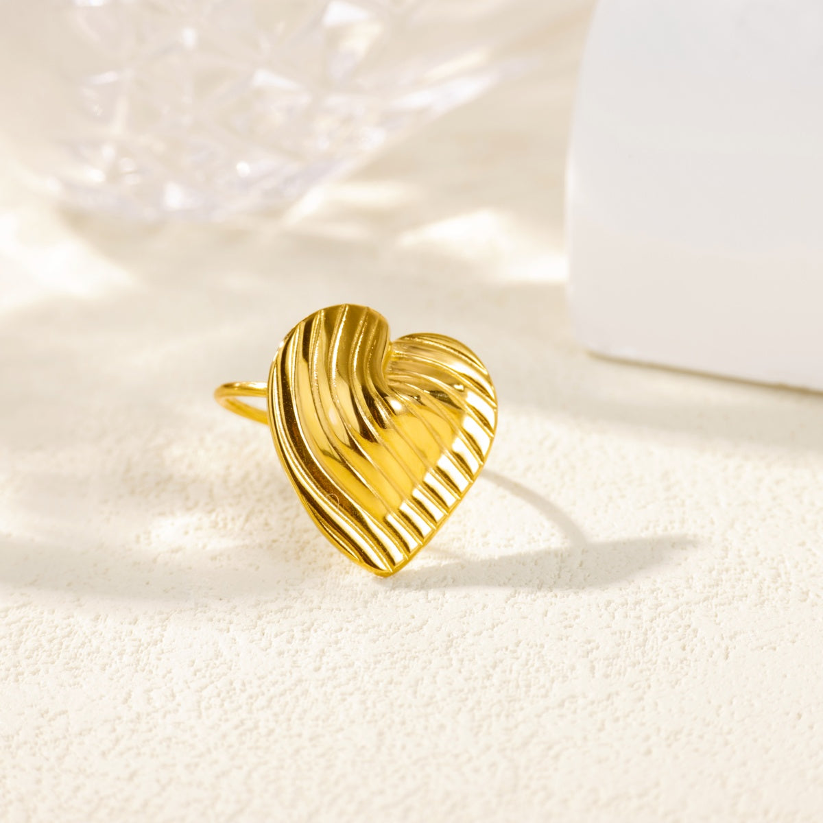 Textured Gold Heart Ring