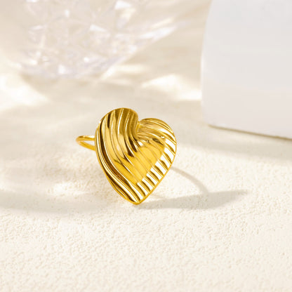 Textured Gold Heart Ring