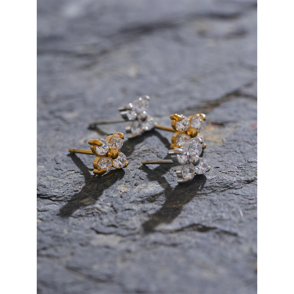 Mini Crystal Flower Stud Earrings