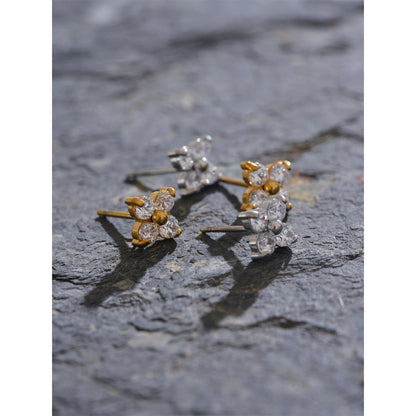Mini Crystal Flower Stud Earrings