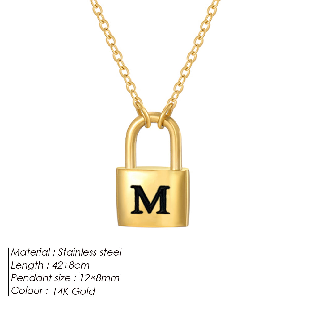 Initial Padlock Pendant Necklace