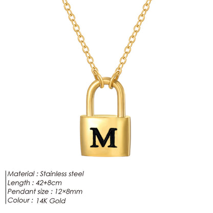 Initial Padlock Pendant Necklace