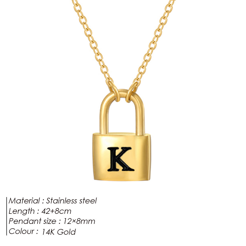 Initial Padlock Pendant Necklace