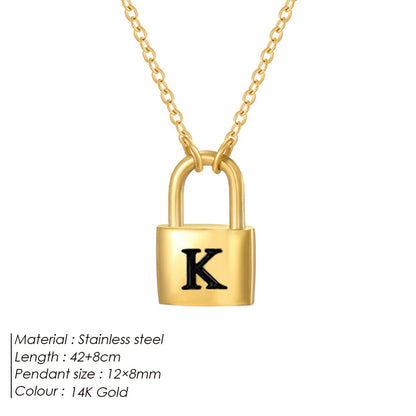 Initial Padlock Pendant Necklace