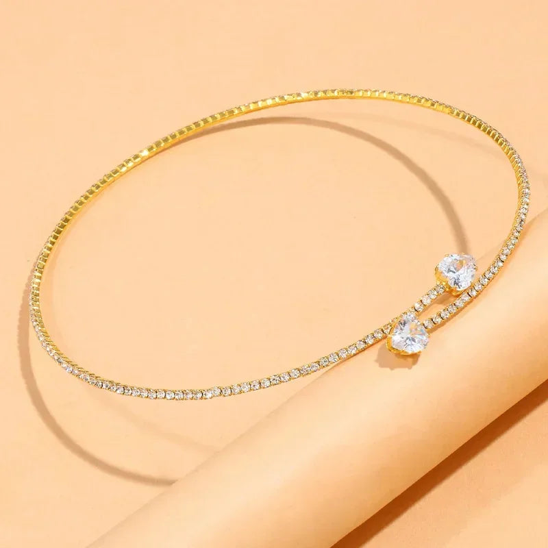 Heart-Cut Crystal Open Choker Necklace